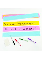 TREND WipeOff Sentence Strips 24 X 3 Blue Pink Yellow 30Pack