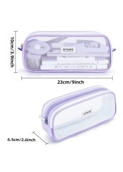 KALIDI Grid Mesh Pencil Case Large Capacity Pencil Case Big Pencil Pouch With Zipper Simple Stationery Bag Aesthetic Pen Bag for School Teen Girl Boy MultiPurpose bag for office Men Women Purple