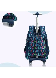 Eazy Kids - 18&quot; Set of 3 Trolley School Bag Lunch Bag &amp; Pencil Case Cacti - Blue