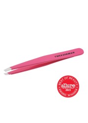 Tweezerman Stainless Steel Slant Tweezer Eyebrow Tweezers for Women and Men Neon Pink