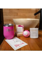 Spa Gift Box for Women Self Care Spa Gift Set Mom Spa Gift Basket Ideal Gift for Mothers Day Spa Kit with Artisan Soaps Lotion Bath Bomb Tumbler and Mom Greeting Card by Age of Sage