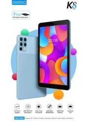 تابلت Oteeto Tab8/K8 5G 5G بشاشة عرض 8 بوصة وذاكرة وصول عشوائي 8 جيجابايت وذاكرة وصول عشوائي 256 جيجابايت وبطارية 5000 مللي أمبير في الساعة (أزرق) مع لوحة مفاتيح