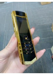 Luxury Vertue Mini Phone V10 &ndash; Unlocked GSM Keypad Cell Phone with Leather Back Cover, Dual SIM, Bluetooth, and Long Battery Life