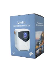 Umiio Q1 Portable Video Projector 2.4/5G WiFi Bluetooth Quadrangle Trapezoid 0.8-5M Projection Distance 1920 * 1080 Resolution Android Projector For Move Music TV Game Casting with Tripod - White