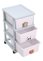 Cozy Nest 3-Layer Children&#39;s Toy Plastic Rolling Drawer Clothes Storage Box Organizer With Wheels For Office Kitchen Container Bathroom Living or Playroom Study