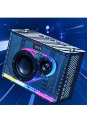 Bluetooth Karaoke Speaker with Microphone, Portable Amplifier Hands-Free Speaker with LED Lights, Rechargeable Party Speaker