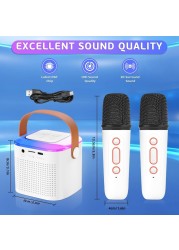 Portable Bluetooth PA Speaker System with 2 Wireless Microphones, 20W Singing Machine for Adults and Kids, Karaoke Speaker with Echo Effects