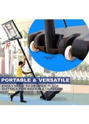 SKY LAND Sports Basketball Hoop Basketball Goal on Wheels Adjustable Height 5 - 10 FT, 44&quot; Backboard For Adults &amp; Kids, Outdoor Basketball Stand, EM-1873