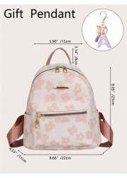 1 Set Graphic Print Casual Backpack With Large Capacity Purple Letter Pendant For Older Kids Simple Design