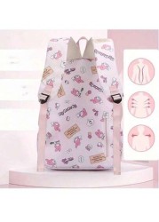 Sanrio Sanrio Backpack Kawaii Stylish School Bag Girl s Colorblock Rucksack Large Capacity Foldable Outdoors Daypack
