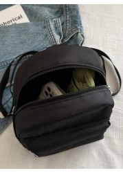 1pc Multi Function Mini Student Backpack Cute Striped Texture Commuter Bag With Multiple Pockets And Comfortable Shoulder Straps
