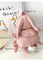 1pc Cartoon Rabbit Design Girls Zipper Closure Small Backpack