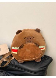 1pc Soft Plush Adorable Capybara Backpack Big Children Casual Plush Backpack School Bag Variable Crossbody Bag Adjustable Strap And Zippered For Travel Shoping Parties Holidays Supermarket Festive Eve