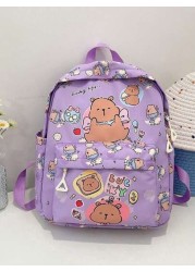 1pc Nylon Zipper Closure Fashionable And Cute Capibara Backpack Niche Design Adjustable Shoulder Straps Comfortable And Versatile Suitable For Daily Travel Backpacks And Highly Attractive Bags Suitabl