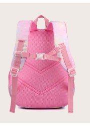 Girls Zipper Classic Backpack Mermaid Pattern Letter Patch Decor