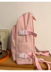 1 Pc Back To School Classic Basic High Capacity School Bag With Laptop Compartment Backpack Purse Solid Color Sports Bag Premium Nylon School Backpack With Adjustable Strap Spacious Multiple Pockets B