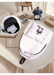 1pc Cute Cat Printed Pocket Backpack Zipper Closure Pocketed Casual Backpack Stylish For Boys And Girls Suitable For School And Outdoor Activities