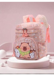 1pc Zipper Opening And Closing Stylish Cartoon Style Capybara Small Backpack Suitable For Height Of About 94 110cm Suitable For Any Occasion Lightweight Travel Backpack Comfortable And Adjustable Shou