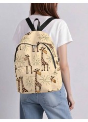 1pc Cute Duck Pattern Pocket Backpack Zipper Closure Pocketed Backpack Stylish For Boys And Girls Suitable For School And Outdoor Activities