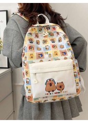 New Large Capacity Campus Style Double Backpack For Girl Capibara Dolphin Student Backpack Suitable For Junior High School Senior High School And University Students Bag