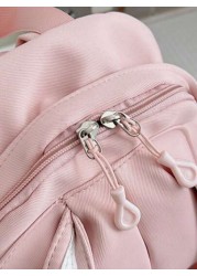 1pc New Fashion Student Backpack Versatile Cute Rabbit Ear Design Nylon Waterproof Large Capacity Rucksack No Pendant