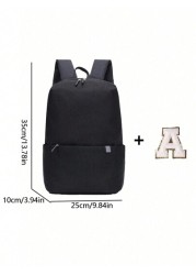 1pc Back To School Backpack Fashionable And Casual Large Capacity A Simple Solid Color Capacity Backpack For All Seasons DIY 26 Letter Flower Backpacks With Nylon Zipper Closure Suitable Daily Travel