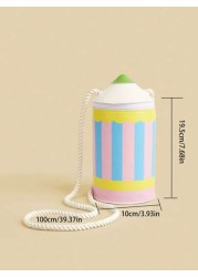 1pc Kids Girls Creative Cartoon Pencil Shaped Shoulder Crossbody Bag