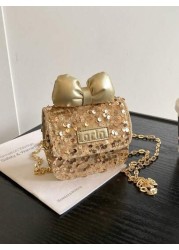 Cute Bowknot Glittering Chain Crossbody Bag Mini Shoulder Bag Casual Outing New Summer