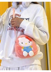 Sanrio 1pc Sanrio Character 1pc Casual Snack Cartoon Print Plush Single Shoulder Bag KT Cat Versatile Crossbody Bag For Women