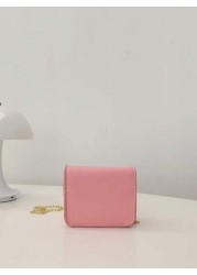 Fashionable Structured PU Shoulder Bag For Girls Cute Bow Decor Mini Square Crossbody Bag Flap Cover Coin Pouch