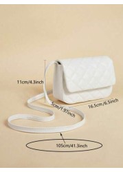 1pc Kids Girls Quilted Square Shoulder Messenger Bag Suitable For Daily Outing Birthday Gift