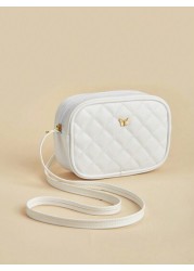 1pc Girls Metal Bowknot Diamond Grid Stitching Simple Versatile Lightweight Shoulder Crossbody Bag