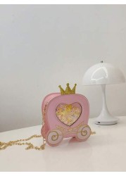 Cartoon Princess Crown Girls Children s PU Leather Shoulder Bag