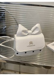 1PC Printed Polka Dot Three Dimensional Bow Underarm Bag Messenger Shoulder Girl s New Fashion Simple Small Square Summer Versatile Commuter Bag Magnetic Design Meet Basic Storage Needs Strong Practic