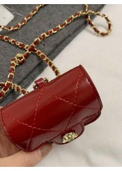 1pc Fashion Versatile Necklace Bag For Girls Solid Color Camellia Mini Crossbody Bag Quilted Embroidery Earbud Case