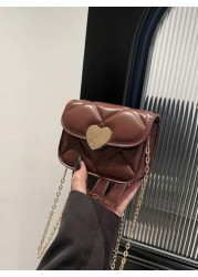 1pc Pu Magnetic Buckle Fashionable And Simple Love Lock Candy Color Diamond Pattern Shoulder Messenger Bag Mini Bag Niche Design Play Comfortable Chain Shoulder Strap Smooth And Versatile Not Picky Su