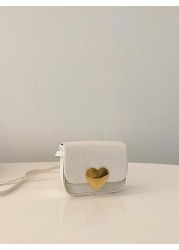 Heart Shaped Fashionable Girl s Shoulder Bag PU Leather Crossbody Mini Square Bag With Coin Purse