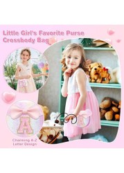 Toddler Purse Little Girl Purses For S 1 2 3 4 5 6 7 8 Year Old Birthday Gifts Cute Bow Purses Crossbody Shoulder Bag Personalized Initial Glitter Letter Coin Purse Christmas Gifts