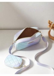 1pc Girl s Mini Wavy Pattern Embossed Letter Bag Mobile Phone Bag Coin Purse