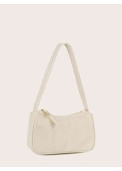 1pc Simple And Stylish Solid Color PU Shoulder Bag