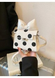 1pc Fashionable And Cute Polka Dot Kelly French Retro High End One Shoulder Crossbody Handheld Mini Lipstick Bag Children s Bag With A Fashionable And Exquisite Polka Dot Shape Of The Small Square Bag