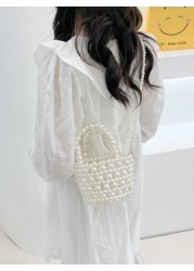 Girls Faux Pearl Beaded Satchel Bag