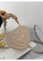 1pc High Grade Heart Shaped Small Bag For Girls Fashionable And Sweet Style Love Hand Held Shoulder Messenger Bag College Style Heart Girl Bag Pu Material Fashionable Girl Bag Girl Love Plaid Elegant