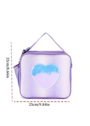 Holographic Lunch Bag Rainbow Thermal Insulated Bag Outdoor Picnic Bento Box Takeaway Bag Simple Shoulder Bag For Girls