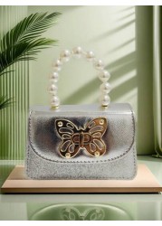 Children s Fashion New Butterfly Pearl Handbag Holiday Gift PU Leather Butterfly Lock Stylish Pouch Princess Mini Wallet Purse For Girls