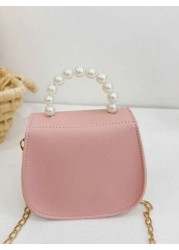 1pc New Fashion Pearl Handbag With Strap Butterfly Decor Mini Cross Body Bag