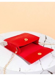 Glossy Patent Leather Chain Strap Satchel