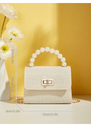 Gift Worthy Faux Pearl Decor Handheld Bag Mini Cute Crossbody Bag