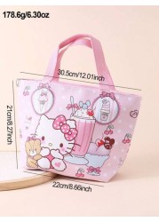 Sanrio 1pc Sanrio KT Cartoon Cute Girl Thermal Lunch Bag Kuromi Pachimaru Large Capacity Student Bento Box Bag