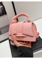 1 قطعة حقيبة يد ذات تصميم مميز بنمط الليتشي مع سحاب وقطاع متقاطع صغير مربع ، شكل أنيق ومناسب للاستخدام اليومي ،